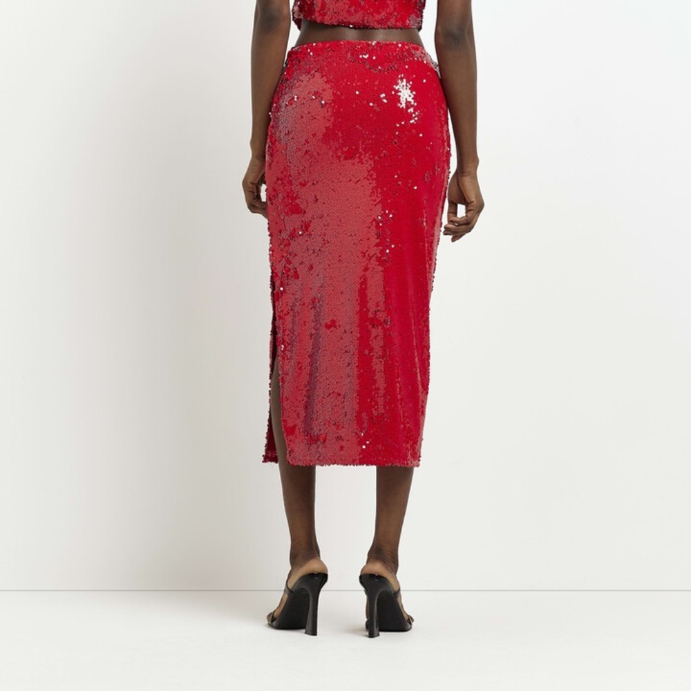 River Island Sequin Red Jacket & Skirt - Picture 4 of 4